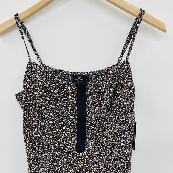 Volcom Juniors Large Floral Print Hey Stone Hey Slit-Front Midi Dress Black $55 - Picture 5 of 10